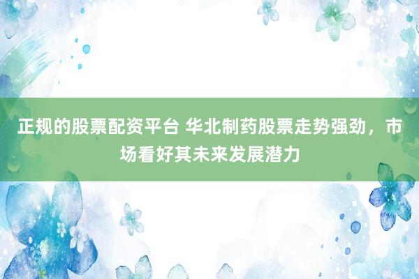 正规的股票配资平台 华北制药股票走势强劲，市场看好其未来发展潜力