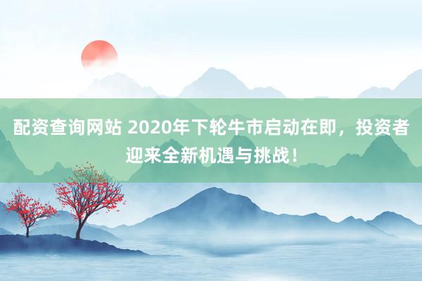 配资查询网站 2020年下轮牛市启动在即，投资者迎来全新机遇与挑战！