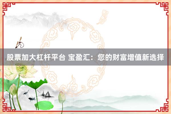 股票加大杠杆平台 宝盈汇：您的财富增值新选择