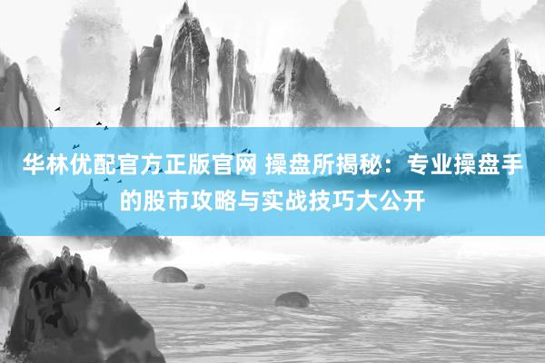 华林优配官方正版官网 操盘所揭秘：专业操盘手的股市攻略与实战技巧大公开