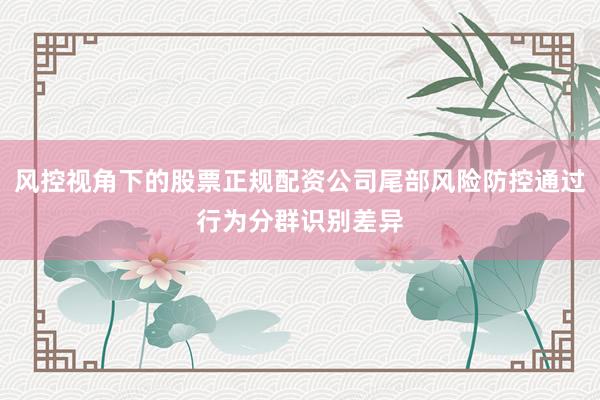 风控视角下的股票正规配资公司尾部风险防控通过行为分群识别差异
